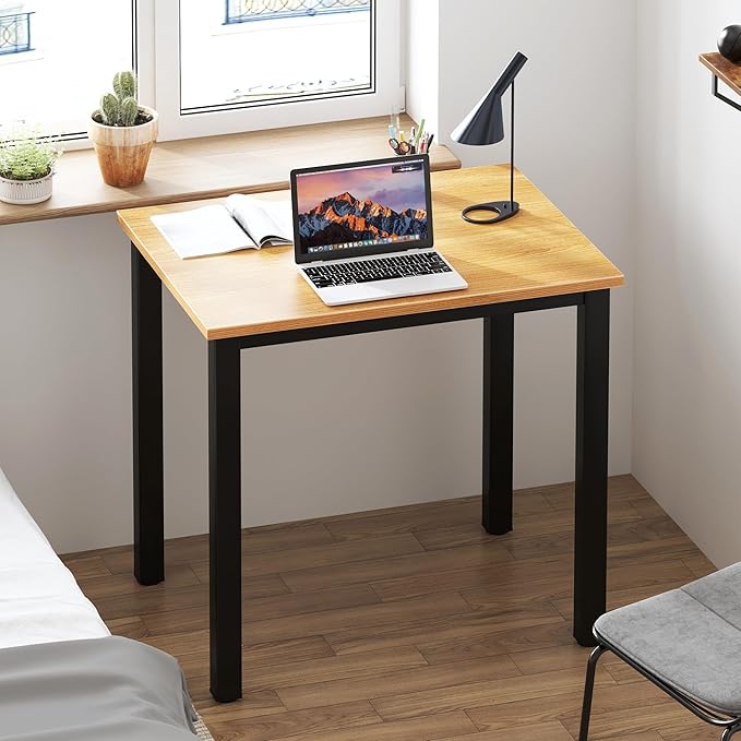 Need Small Computer Desk 31.5 inches Rectangular Sturdy Writing Desk for Small Spaces Teens Study Table Laptop TableTeak &amp Black