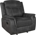 Coaster Home Furnishings - Lawrence - Leatherette Upholstered Glider Recliner Chair with Pocket Coil Cushions Padded Arms and Microfiber Upholstery - Living Room - 41-Inch - Charcoal - 603506