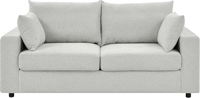 71 Modern Loveseat Sofa with Deep Seat Comfortable Couch with 2 Removable Pillows Minimalist Upholstered Sofa with Sturdy Frame for Living Room Office Studio Beige