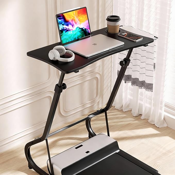 GRLEAF Adjustable Height Standing Desk for Walking Pad Treadmill Desk for Laptop with Cup Holder Desks for Bike/Cycling Used for Bedrooms and Offices (Black)