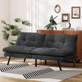 Convertible Futon Sofa Bed Memory Foam Futon Couch with Adjustable Backrest Folding Small Loveseat Sleeper Recliner for Living Room Apartments Bedroom or Office (Black)