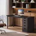 Tribesigns Modern Simple Computer Desk 47 Inches PC Desk with 5 Reversible Drawers Rustic Brown Study Writing Table Workstation for Home Office Small Spaces (Black)