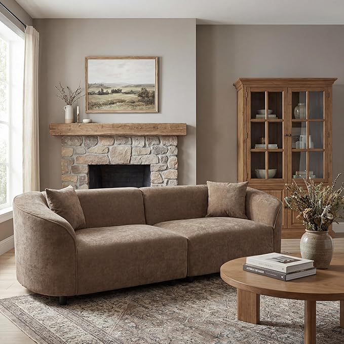 Christopher Knight Home Sabbo 87.50 Modern Sofa Couch Wooden Home Sofa Living Room Oversized Cloud Couch for Bedroom Home Office Brown