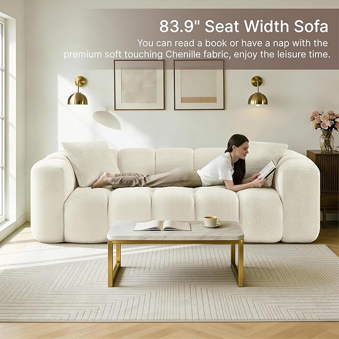 84 Boneless Couch No Assembly Required Loveseat Sofa Modern Deep Seat Cloud Couch Modern Compressed Sofa Oversized Upholstered 3-Seater for Living Room Bedroom