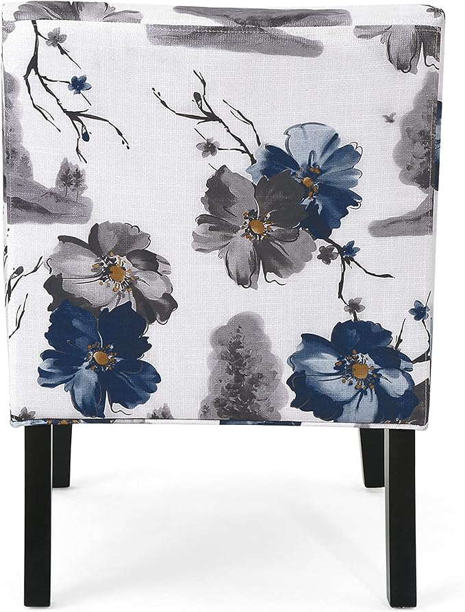 Christopher Knight Home Kendal Set of 2 Fabric Upholstered Club Chair Floral Print Modern Armless Accent Chair for Living Room Comfy Slipper Chair for Bedroom Home Office Blue+White