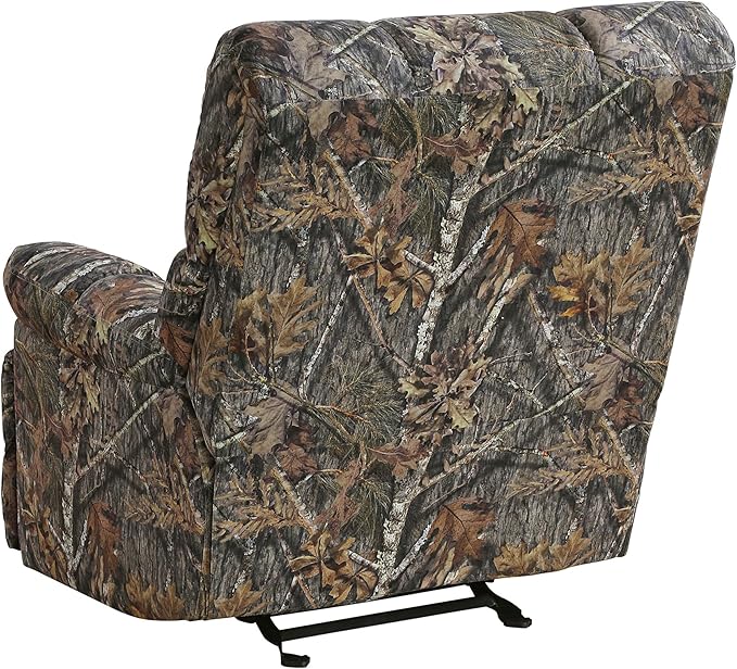 Lexicon Glider Recliner Chair with Lever Handle Textured Microfiber Manual Recliner Plush Stitching Cushion Pillow Top Arms Rustic Armchair for Cabin/Living Room Easy Assembly Camouflage