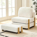 Convertible Folding Sofa Bed with Wood Frame 2-in-1 Sleeper Chair with Headrest &amp Lumbar Pillow Foldable Single Sofa Couch with High-Density Memory Foam for Living Room Guest Room Beige