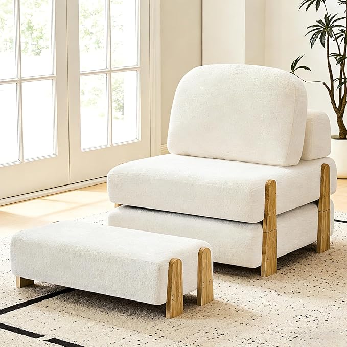 Convertible Folding Sofa Bed with Wood Frame 2-in-1 Sleeper Chair with Headrest &amp Lumbar Pillow Foldable Single Sofa Couch with High-Density Memory Foam for Living Room Guest Room Beige
