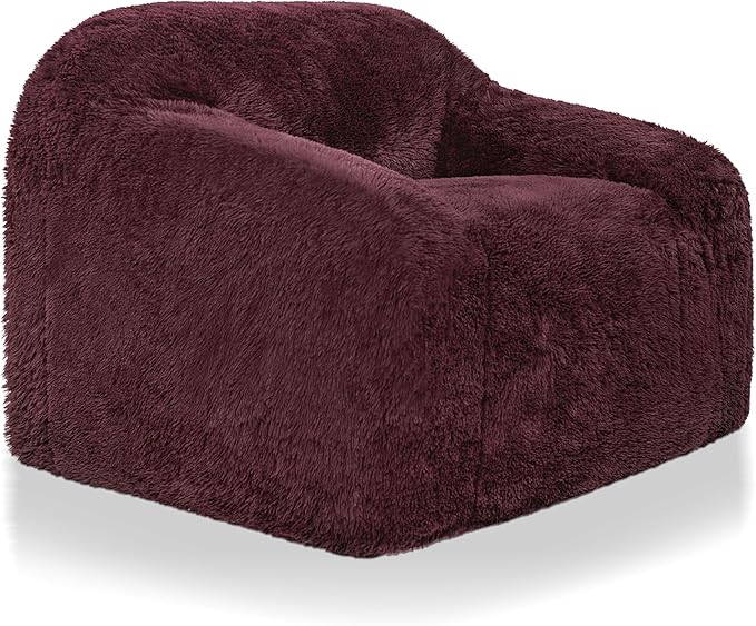 24/7 Shop at Home Garel Modern Upholstered Foam Sofa Chair with Curved Back and Arm Compressed Couch in a Box No Assembly Required for Home Theater and Living Room Red Wine