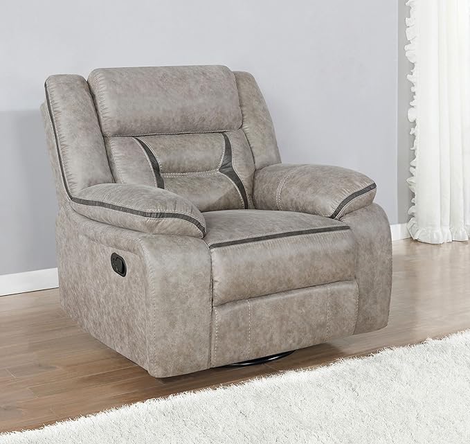 Coaster Home Furnishings - Greer - Leatherette Upholstered Swivel Glider Recliner Chair with Pocket Coil Cushions - Living Room - 41-Inch - Taupe - 651353