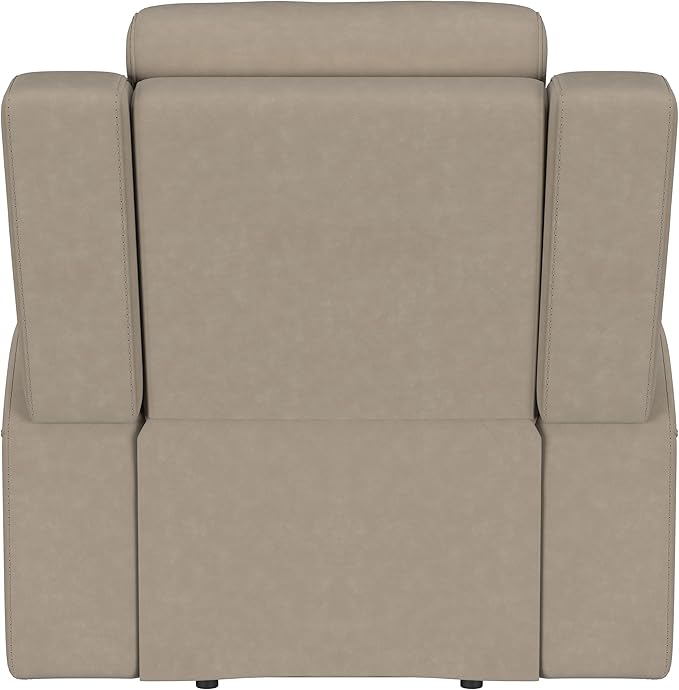 Coaster Home Furnishings - Brentwood - Leatherette Upholstered Rocker Recliner Chair with Manual Recline Lever Track Arms and Attached Cushions - Living Room - 37-Inch - Taupe - 610283