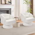 GarveeHome Modern Swivel Barrel Accent Chair 360° Teddy Fabric Upholstered Armchair with Striped Backrest &amp Plush Padding Comfy Round Lounge Chair for Living Room Bedroom Reading Nook Beige 2