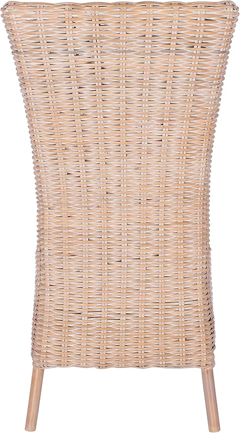 SAFAVIEH Home Allen Coastal Natural White Wash Rattan Accent Chair (Set of 2)
