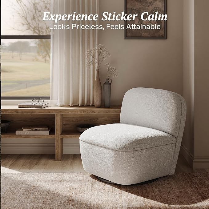 BELLEZE Upholstered Swivel Accent ChairModern 360° Rotating Chair with Hidden Storage Easy Assembly Compact Chair for Living Room Bedroom Office Space-Saving Design -White