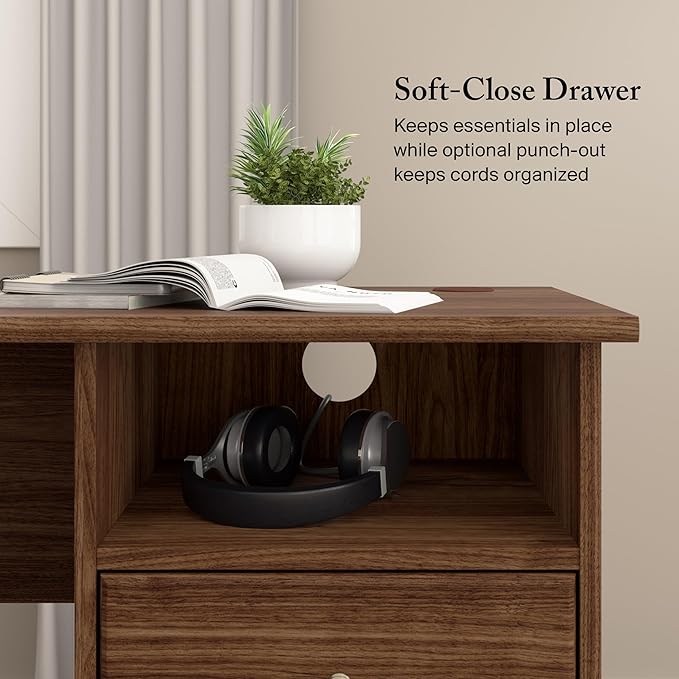 Bush Home Cabot L Shaped Desk in Espresso Oak