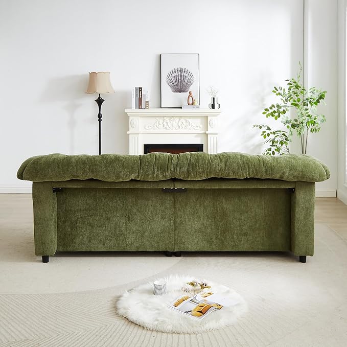3-Seater Couch 94.8 inch Oversized Modern Comfy Tufted Chenille Fabric Cloud Fluffy Foam Deep Seat Soft Loveseat Sofa Couch for Living Room Bedroom Office Green