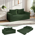COMAX Convertible Sofa Bed Queen Corduroy Folding Floor Couch Pull Out Couch Bed Futon Sleeper with Pillows Fold Out Boneless Sofa Comfy Lounge Mattress Loveseat for Living Room Bedroom Green