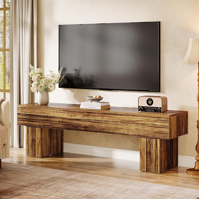 Tribesigns 63 TV Stand Farmhouse Entertainment Center Low TV Console Table for Living Room Long Media Console Television Stands for 55/60/65 Inch TV