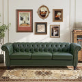 LEVNARY Chesterfield Sofa 3 Seater Tufted Couch for Living Room Classic Button Tufted Upholstered Sofa Modern Mid-Century PU Leather Sofa (Green)