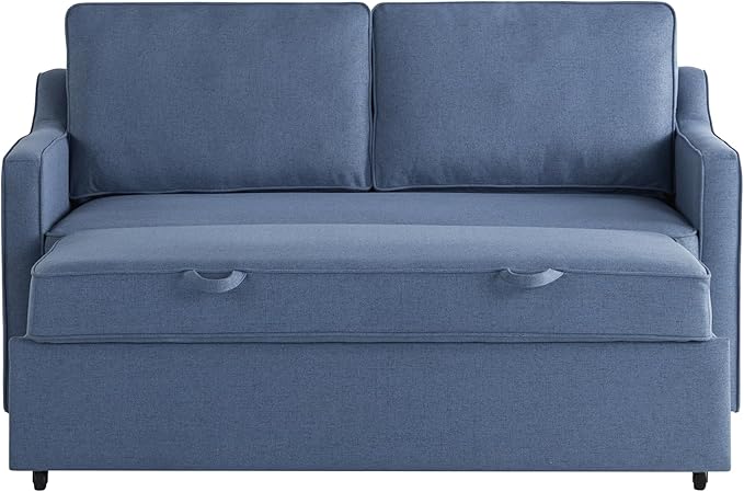 Serta® Corren 68.1 Queen Sized Convertible Sofa Dream Coil® Comfort Fingerguard® Pinch Point Protection Sofa Chenille Fabric Navy Blue