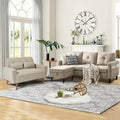 2 Piece Comfy Couch Set 3 Seater &amp 2-Seater Sofa and Loveseat Set with Ottoman Modern Sofa Sets for Living Room/Apartment/Office Beige