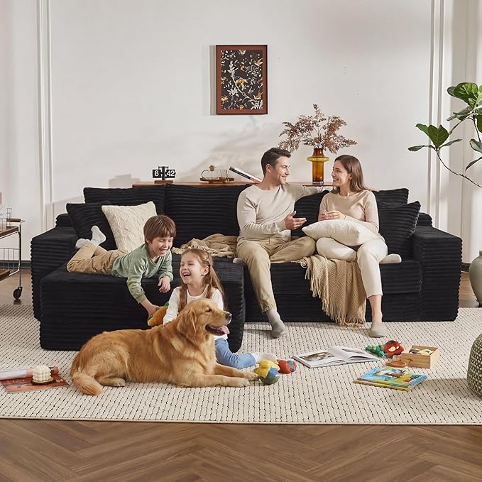 106 Modular Cloud Sofa - Boneless Couch Convertible Sectional with High Density Foam 4-in-1 Sofa Bed/Tatami/L-Shape Couch No Assembly Required