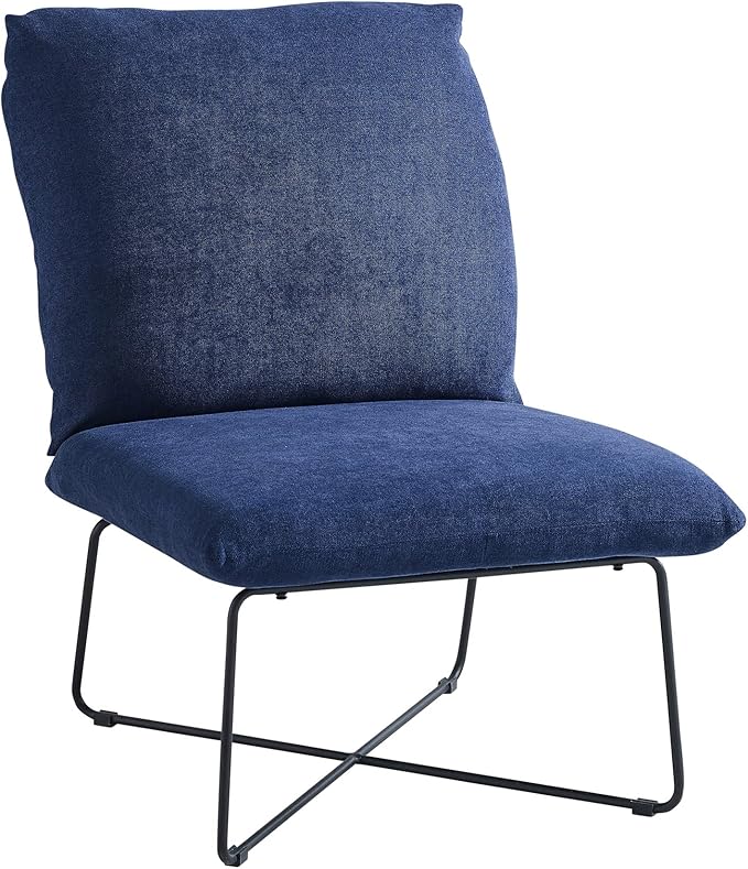 Classic Brands Eternity Upholstered Armless Accent Chair Blue| Mid-Century Modern | Ergonomic