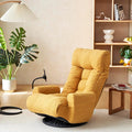 Gwen Upholstered 360° Swivel Chair Lounge Chair with Adjustable Backrest/Headrest Metal Frame Living Room Lounge Sofa and Phone Holder Comfy Bean Bag Chair Yellow