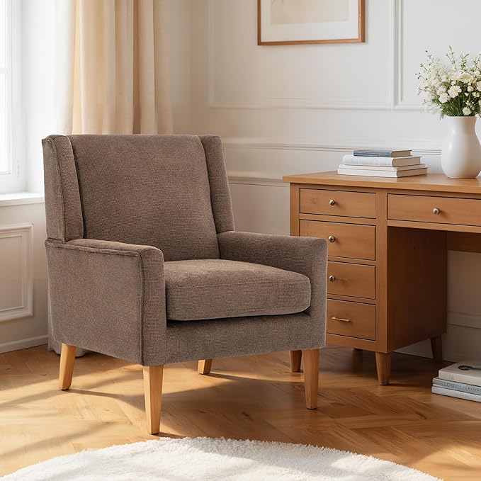 Accent Chairs for Living Room Mid-Century Wooden Fabric Living Room Chairs Arm Chair Side Chairs for Living Room Bedroom Reading Nook