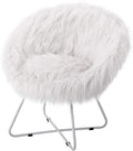 BIRDROCK HOME Papasan Chair with Silver Legs - Oversized Comfy Cushion for Indoor Lounge Bedroom Dorm or Living Room - Cozy Fuzzy Seat - Metal Frame - Large Circle Lounge Chair Patio Chair - White