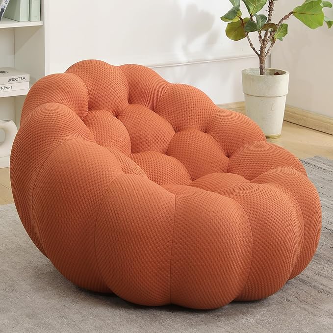 Bean Bag Chairs for Adults/Teens Reading Corner Chair Orange Beanbag Chair for Bedroom Living Room Small Comfy Chairs for Living Room Small Space No Assembly Required (Orange)