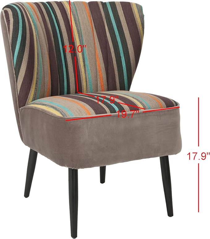SAFAVIEH Home Collection - Morgan Multicolor Stripe Accent Chair Set of 2 Mid-Century Modern Design (MCR4548A-SET2)