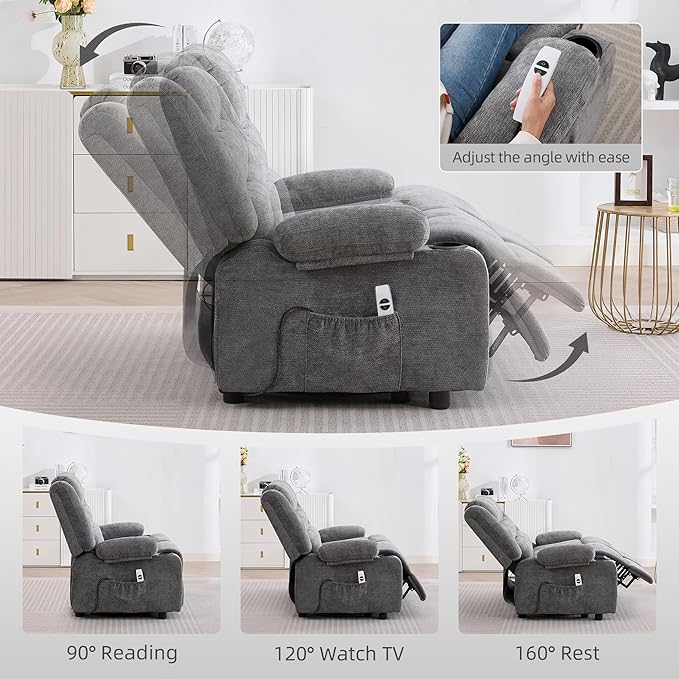 52Inch Power Loveseat ReclinerElectric Reclining Loveseat SofaAdjustable Love seat Recliner Sofa for Living RoomBedroom with Charging Ports(Grey one seat+loveseat)