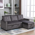 Merax 76.8 Pull Out Sleeper Reversible Sectional Storage Sofa BedConvertible Velvet Corner Sofa Bed and Reversible Storage Chaise L-Shaped Sleeper Sofa for Living RoomDark Gray