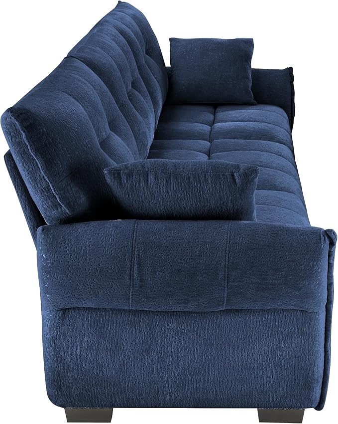 Aoowow Modular Sectional Sofa 110.2” Comfy Chenille Sofa Couch Upholstered 3-Seater Couches with Pillows for Living Room Apartment OfficeBlue