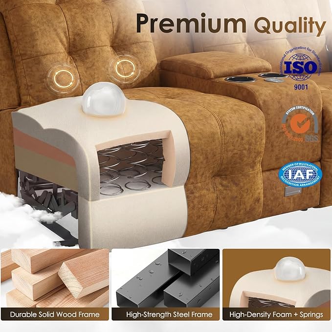 SAMERY Loveseat Recliner Sofa Power Lift Recliner for Elderly with Massage and Heat Electric Reclining Loveseat Sofa Couch with Console Cup Holder Outlets USB Drawer (Yellow Lift Loveseat) | Ea