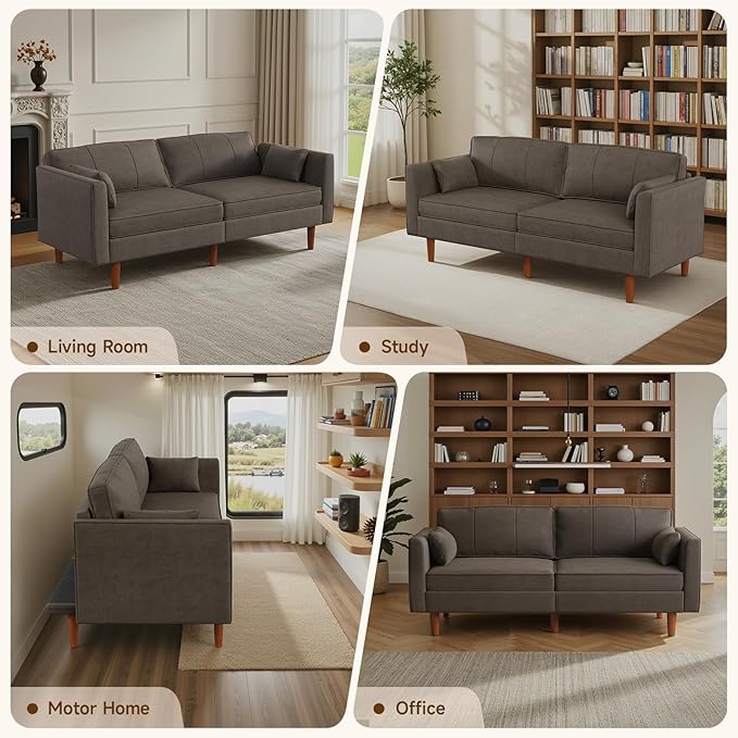 ONBRILL 71 Futon Sofa BedConvertible Sleeper Couch with Adjustable Backrest Folding Loveseat for Apartment Living Room Office Faux LeatherBrown