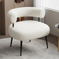 Mid Century Sherpa Boucle Accent Chair Round Upholstered Barrel Arm Chair for Small Spaces Fluffy Side Corner Sofa Chair for Living Room Bedroom Vanity Office Reading Nook