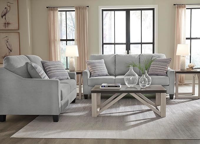 Signature Design by Ashley Adlai Casual Loveseat with 2 Toss Pillows Light Gray