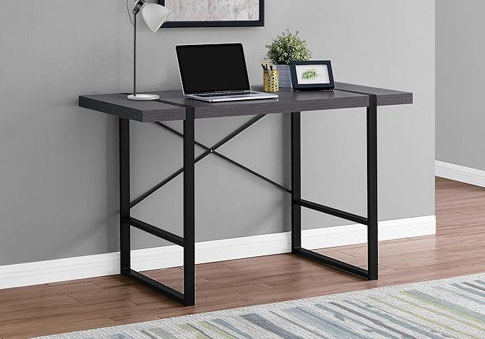 Computer Desk Home Office Laptop 48 l Work Grey Laminate Black Metal Contemporary Modern EI18