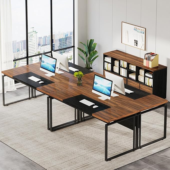 Tribesigns L-Shaped Executive Desk with Reversible File Cabinet 63 Office Desk with Storage Drawers L-Shaped Computer Desk with Drawer Cabinet for Hanging Letter Size Files (Brown+Black)