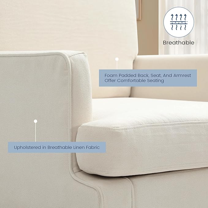 Kromax Accent Chair for Living Room Set of 2 No Screws Assembly Required Mid-Century Reading Chair for Bedroom Comfy Upholstered Armchair with Sturdy Legs Single Sofa Chair for Apartment Beige