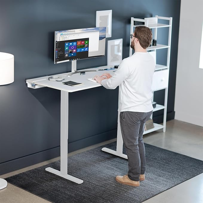 VIVO Universal 60 x 30 inch Table Top with Built-in Concealed Cable Trays for Standard and Sit to Stand Height Adjustable Home and Office Desks Full Size Mouse Pad White Desktop DESK-TOP3-W