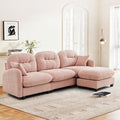 107 L-Shaped 3-Seater Sectional Sofa with Ottoman - Cloud Chaise Lounge Couch High-Resilience Foam &amp Ergonomic Support for Family Living Room Pink