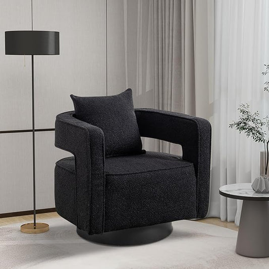 Chifee &amp Vingol 28.9 Boucle Modern Swivel Accent Barrel ChairBlack