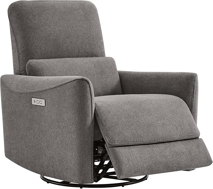 CHITA Power Recliner Chair Swivel Glider FSC Certified Fabric Living Room Reclining Sofa Chair with Lumbar Support Metal Grey
