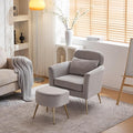 Accent Chair Light Gray Chair with Ottoman Comfy ArmChair Footrest Set Comfortable Living Room Chairs Club Tub Sofa Chair for Reading Room Lazy Chair with Ottoman Accent Lounge Chair with Footstool