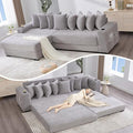Modular Sectional Sofa Couch 110.75 Convertible Sleeper Sofa Bed with Movable Ottoman &amp Cup Holder for Living Room | L Shaped Couch | Pull Out Couch Bed | Plush Corduroy Fabric Gray