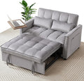 Rovibek 3 in 1 Convertible Sofa Bed Sleeper Pull Out Couch with Table Futon Loveseat Sofa Bed for Living Room with Adjustable Backrest 2 Pillows (Grey
