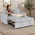 54 Convertible Sofa Bed Velvet Sleeper Sofa with Pull-Out Bed 3-in-1 Futon Couch with Reclining Backrest and Side Pocket Modern Loveseat for Living Room (Silver Grey)